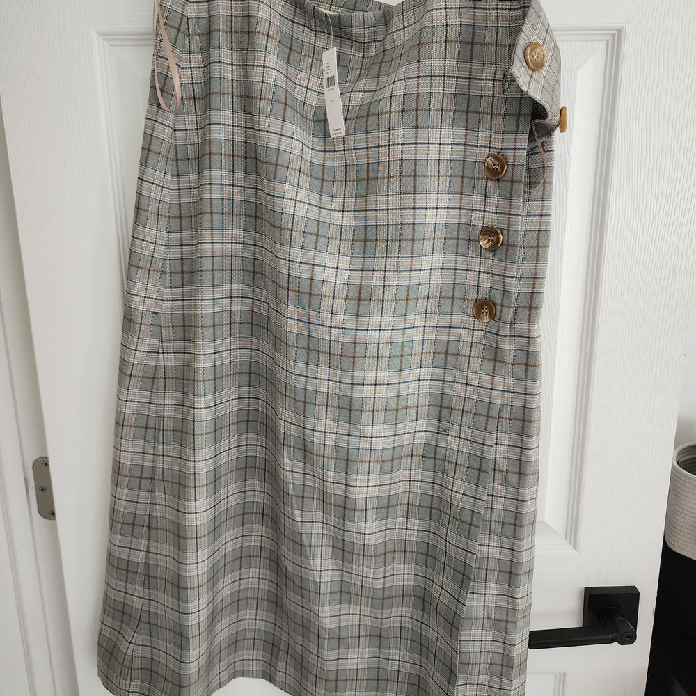 Anthropologie Gray Plaid A-Line Skirt